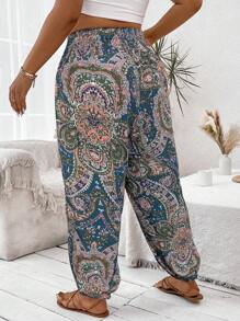 SHEIN Holidaya Plus Paisley Print Carrot Pants - Multicolor - View 2