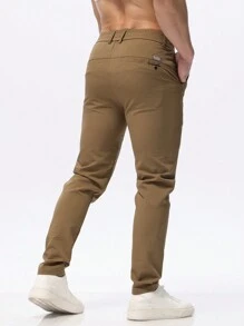 Men's Straight-Leg Casual Pants, Versatile Long Trousers - Khaki - View 2