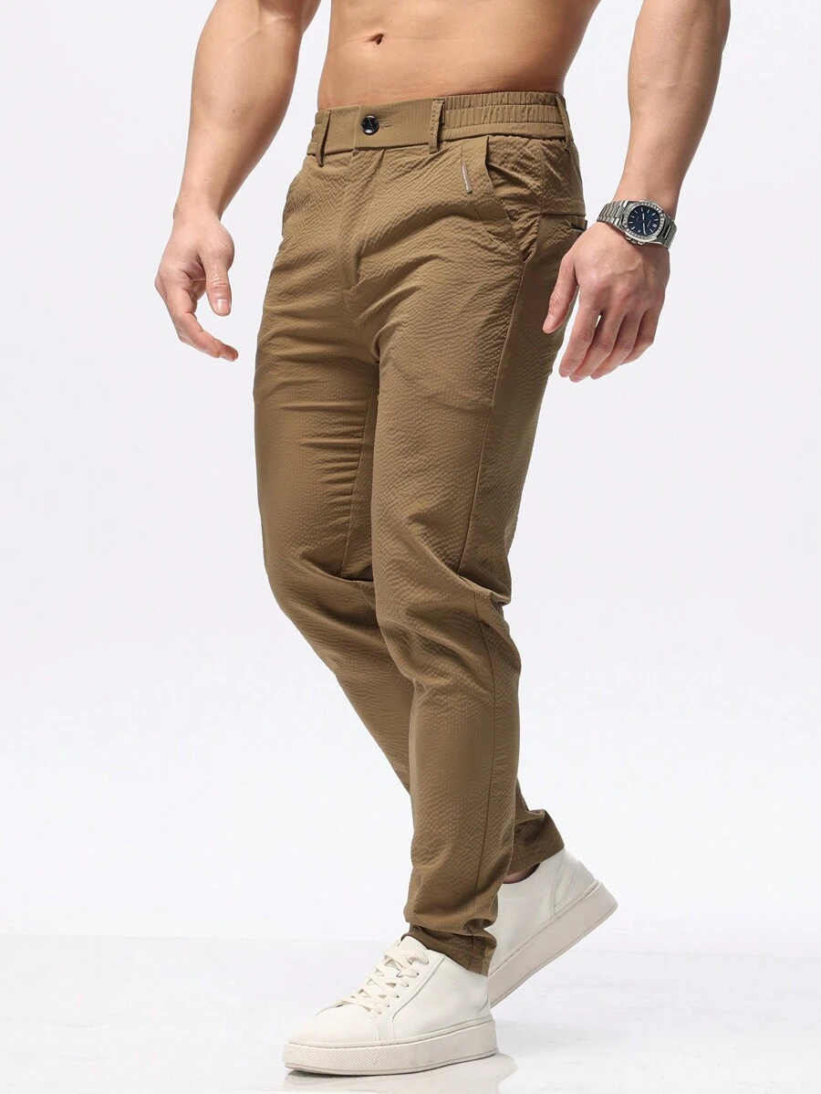 Men's Straight-Leg Casual Pants, Versatile Long Trousers - Khaki - View 1