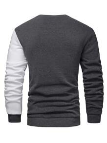 Manfinity Homme Men Color Block Sweatshirt For Spring & Autumn - Dark Grey - View 2