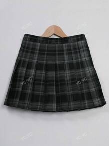 Falda plisada a cuadros casual para mujer