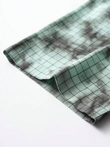 Manfinity Roghcode Men's Short Sleeve Button Up Tie-Dyed Loose Casual Stylish Plaid Shirt, Summer - Mint Green - View 4