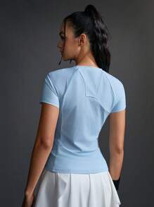 CourtClass Solid Raglan Sleeve Skinny Sports Tee Blue - Blue - View 9