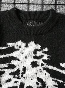 Men's Thick Vintage Knitted Sweater With Slouchy American Style & Round Neck, Fall-Winter