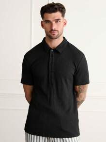 Forever 21 Męska koszulka polo z krótkim rękawem w kolorze czarnym