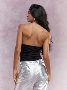 MISSGUIDED Chain Halter Neck Bodysuit - Black - View 2