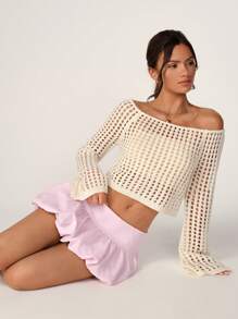 SHEIN Unity Women's Simple Solid Color Everyday Pleated Skirt - Pink - View 3