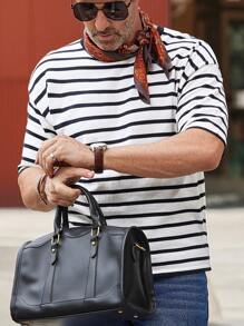 Manfinity Homme Men Striped Pattern Drop Shoulder Knit Top