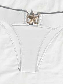 Swim SXY Bộ bikini đi biển mùa hè có dây buộc vòng màu trắng - trắng - Xem 7
