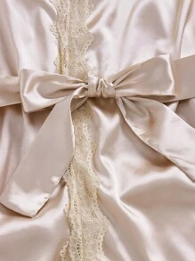 Áo choàng Satin có viền ren tương phản - Rượu sâm banh - Xem 4