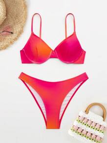 Ombre Underwire Summer Beach Bikini - Black - View 3