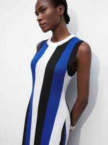 Maija 女士寬條紋彩塊針織裙，配飾裝飾 - 彩色 - 查看 7