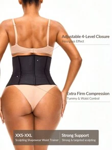 SHAPORA Sculpting Waist Trainer With Adjustable 4-Level Closure Shapewear Body Shaper -Tummy Waist Control - Black - View 2