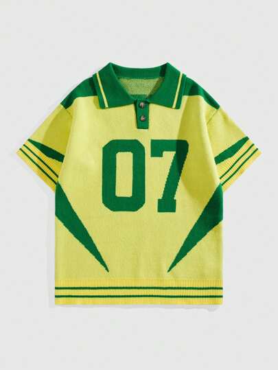 Parte superior de punto holgada de manga corta, escuela