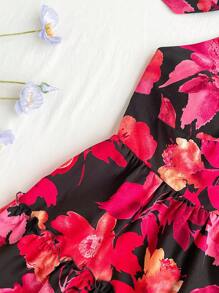 Soleia Holiday Halter Neck Backless A-Line Dress With Waist Cinch - Multicolor - View 4