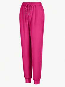 女士手术服，轻质弹性运动护士制服，透气手术服上衣和裤子套装，带口袋 - 玫紅色 - 查看 5