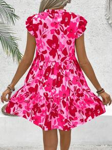 Breezaya Váy xòe viền in hoa - Màu Hồng Tươi - Xem 2