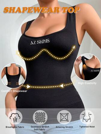 Sömlös, bekväm och ventilerande U-hals Camisole med bred rem, 1 st.