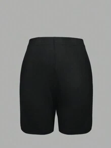SHEIN 女士簡約印花圓領短袖T恤和短褲套裝，2件套 - 卡其色 - 查看 3