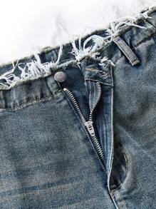 NEON BLANC X DUSTIN EDWARD 设计师纯色阔腿牛仔裤，带口袋，休闲 - 藍色 - 查看 8