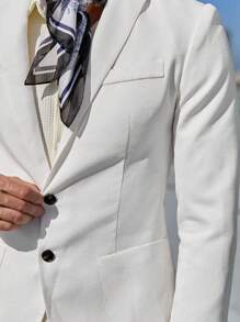 Manfinity Homme Men Solid Single Breasted Blazer - White - View 8