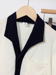 Boys' Casual Simple Plush Fabric Long Pants And Short Sleeve 2pcs Pajamas Set