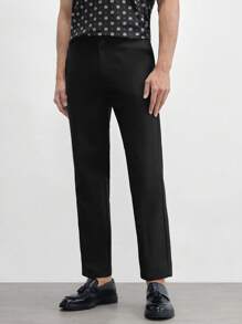 Manfinity VCAY Easy Care Woven Straight Leg Suit Trousers - Black - View 6