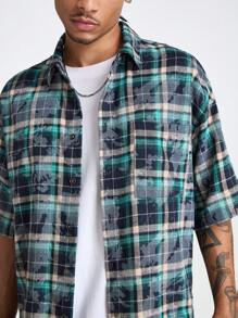 Manfinity NXTstreet Men's Loose Checkered Short Sleeve Shirt, Suitable For Summer - Multicolor - View 7