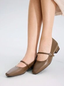 MOTF PREMIUM COMFORTABLE SQUARE HEEL WOMEN'S FLAT SHOES, ALL-MATCH STYLE, FOR NEW YEAR HOLIDAY, SPRING SHOES, SPRING BREAK EASTER FOR CHRISTMAS - Mocha Brown - View 3