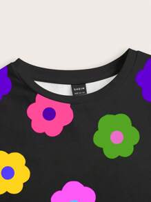 SHEIN EZwear Flower Pattern Tight Crop Top, Suitable For Summer - Multicolor - View 4