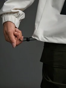 SHEIN Sports Sportowa kurtka z kapturem i zamkiem w blokach kolorów - Biały - Zobacz 7