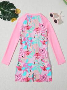 Young Girl New Fashion Printed One Piece Swimsuit - Multicolor - View 2
