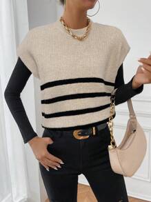 RosyDaze Striped Pattern Sweater Vest Without Tee