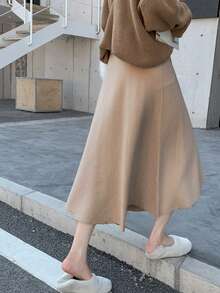 提升身形的高檔優雅裙裝 - 杏色 - 查看 2