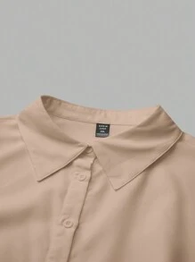 Celure Plus Lantern Sleeve High Low Hem Shirt Dress For Summer