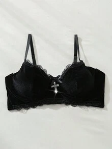 SHEIN Camisola de encaje decorada con lazo para damas de las cuatro estaciones - Negro - Ver 3