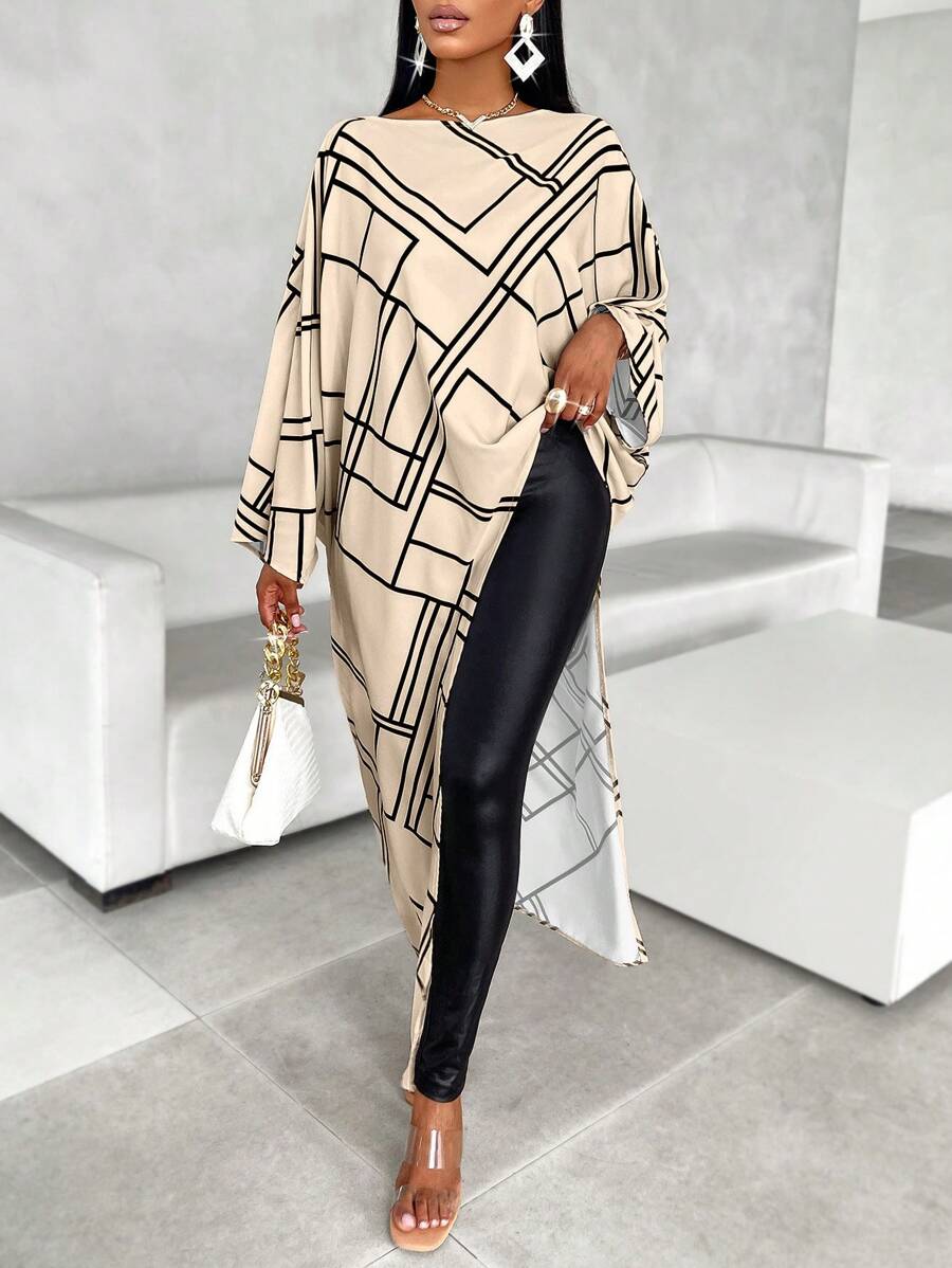 SOLERSUN 女士冬季优雅新年派对情人节舞会圣诞节法式波西米亚风花卉定位印花船领长袖不对称下摆休闲通勤白衬衫复古富贵风格休闲秋季衬衫上衣秋季女装冬季女装感恩节女装返校教师 - 杏色 - 查看 1