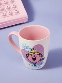 Mr Men Little Miss X SHEIN 500ml Ceramic Cartoon And Heart Print Mug