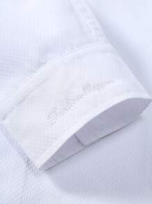 Manfinity Mode Men Solid Button Up Long Sleeve Collar Shirt, For Old Money Men, Work, Husband, Daddy