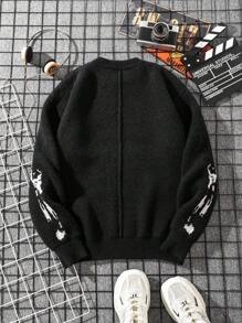 Men's Thick Vintage Knitted Sweater With Slouchy American Style & Round Neck, Fall-Winter