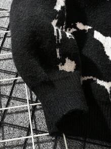 Men's Thick Vintage Knitted Sweater With Slouchy American Style & Round Neck, Fall-Winter