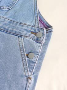 Tween Girl Cute & Elegant Medium-Wash Denim Overalls