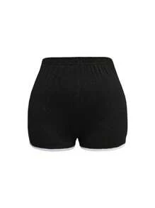 INAWLY Contrast Binding Track Shorts - Black - View 3