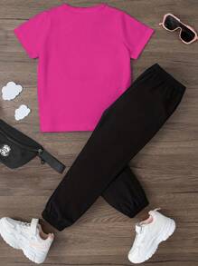 Teen Girls Figure Graphic Tee & Sweatpants For Summer