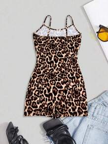 INAWLY Bộ áo liền quần đơn giản in họa tiết da báo cho nữ - Nhiều màu - Xem 2