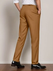 Calvornis Quần tây nam màu trơn đơn giản dành cho doanh nhân du lịch có túi - màu nâu - Xem 2