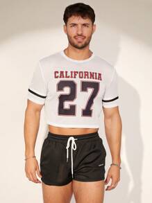 FeverCity Men's Loose Fit Round Neck Short Sleeve T-Shirt Set With Numeric And Alphabetic Printed Pattern, Suitable For Summer - Multicolor - View 6