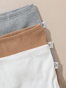 SHEIN Juego de 3 piezas de leggings de punto elásticos de unicolor a juego para bebé recién nacido niño/niña