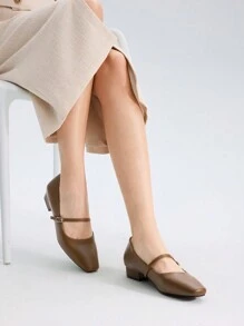 MOTF PREMIUM COMFORTABLE SQUARE HEEL WOMEN'S FLAT SHOES, ALL-MATCH STYLE, FOR NEW YEAR HOLIDAY, SPRING SHOES, SPRING BREAK EASTER FOR CHRISTMAS - Mocha Brown - View 5