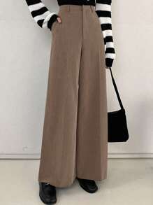 DAZY Women's Solid Color Toothpick Stripe Wide Leg Loose Business Casual Pants Fall,Winter